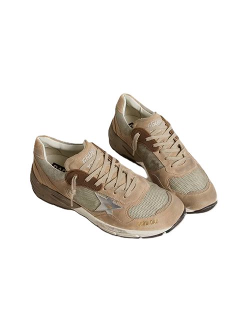 Golden Goose Dad-Star Uomo in rete e suede beige con stella in pelle argento Golden Goose | GMF00884F00745915260